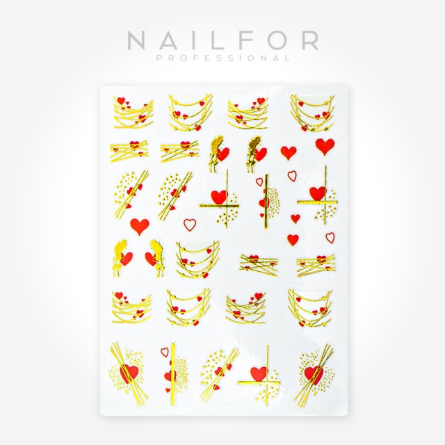 decorazione nail art ricostruzione unghie ADESIVI STICKERS ST648 cuori deco gold Nailfor 1,99 €