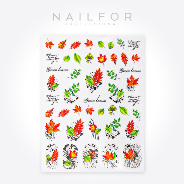 decorazione nail art ricostruzione unghie ADESIVI STICKERS ST649 green leaves Nailfor 1,99 €