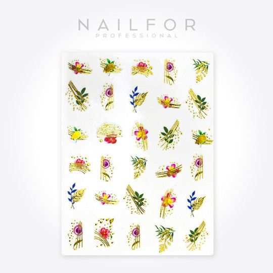 decorazione nail art ricostruzione unghie ADESIVI STICKERS ST650 fiori deco oro Nailfor 1,99 €