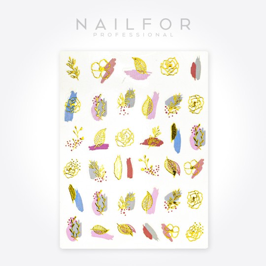nail art decoration nail reconstruction Stickers ADHESIVES ST651 pastel gold leaves Nailfor €1.99