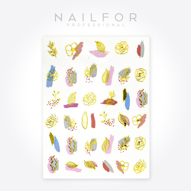 decorazione nail art ricostruzione unghie ADESIVI STICKERS ST651 foglie oro pastello Nailfor 1,99 €