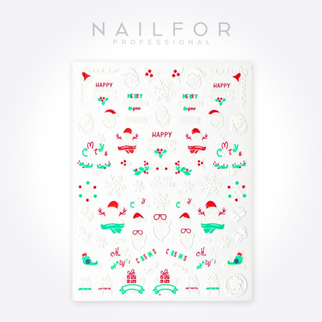 decorazione nail art ricostruzione unghie ADESIVI STICKERS ST662 happy holiday bianco Nailfor 1,99 €