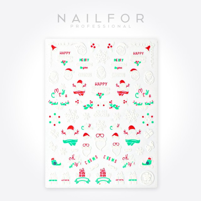 Décoration nail art reconstruction Stickers ADHÉSIFS ST662 happy holiday white Nailfor 1,99 €