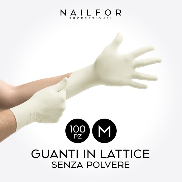 accessori per unghie, nails nail art alta qualità 100 GUANTI IN LATTICE SENZA POLVERE - BIANCO M Nailfor 6,99 € Nailfor