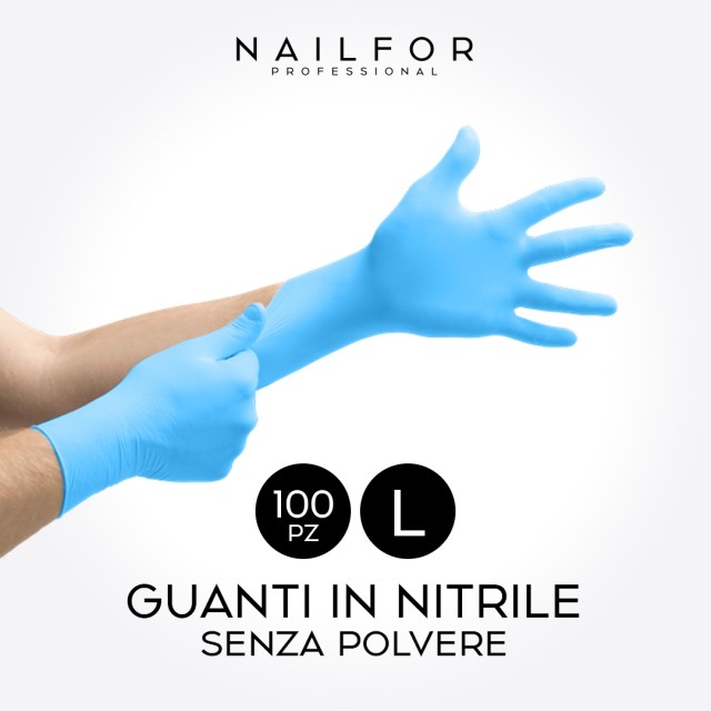 accessori per unghie, nails nail art alta qualità 100 GUANTI MONOUSO IN NITRILE - BLU L Nailfor 7,99 € Nailfor