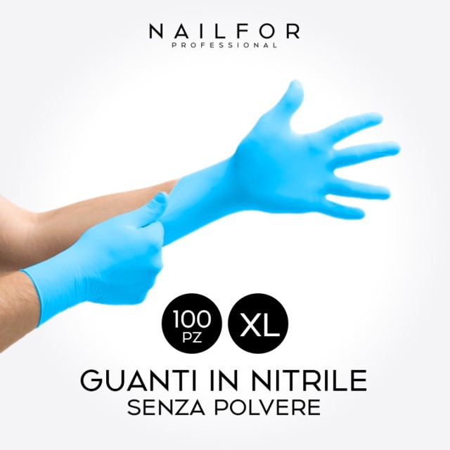 accessori per unghie, nails nail art alta qualità 100 GUANTI MONOUSO IN NITRILE - BLU XL Nailfor 7,99 € Nailfor