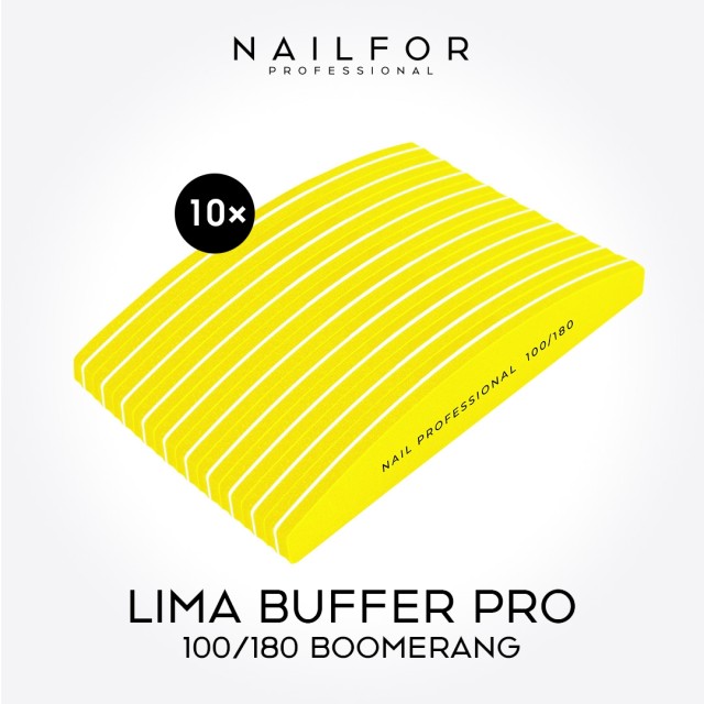 accessori per unghie, nails nail art alta qualità 10x LIMA BUFFER BOOMERANG GIALLO 100/180 Nailfor 8,99 € Nailfor
