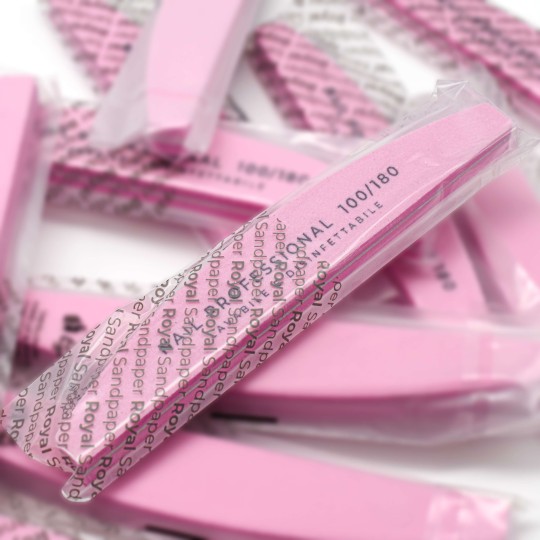 accessori per unghie, nails nail art alta qualità 10x LIMA ROSA BUFFER BILATERALE MEZZALUNA 100/180 - SINGLE PACKED Nailfor 8... 2