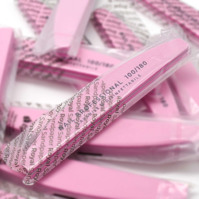 Accesorios para uñas, nails nail art alta calidad 10x LIMA ROSA Buffer BILATERAL MEDIA LUNA 100/180 - Packed Single Nailfor 8...
