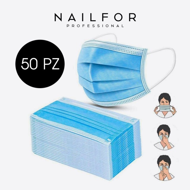 accessori per unghie, nails nail art alta qualità 50 pz mascherine filtrante 95% usa e getta traspirante, monouso 3 strati di...