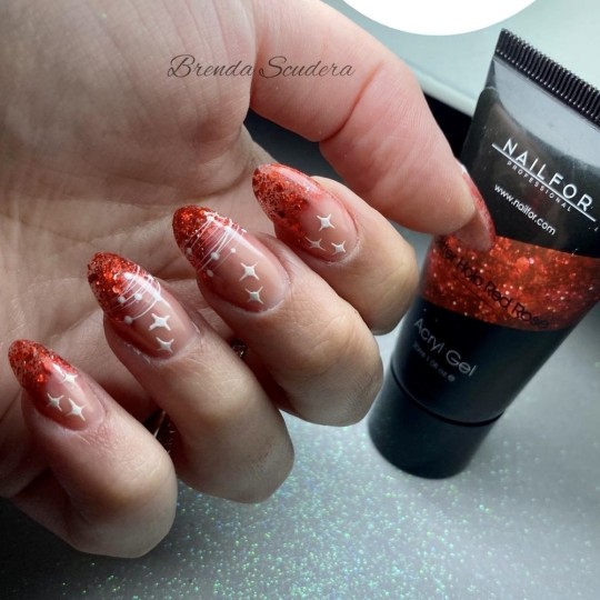 Nail Gel Reconstruction AcrylGel Glitter Red Rose 30ML Nailfor €10.99 2