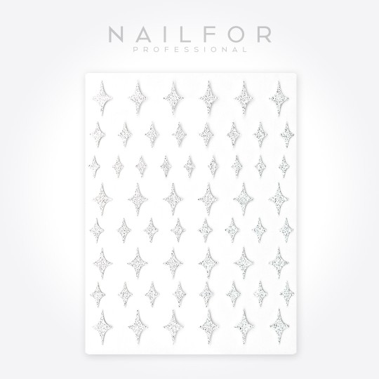 nail art decoration nail reconstruction Stickers ST600 4-pointed stars silver Nailfor €1.99