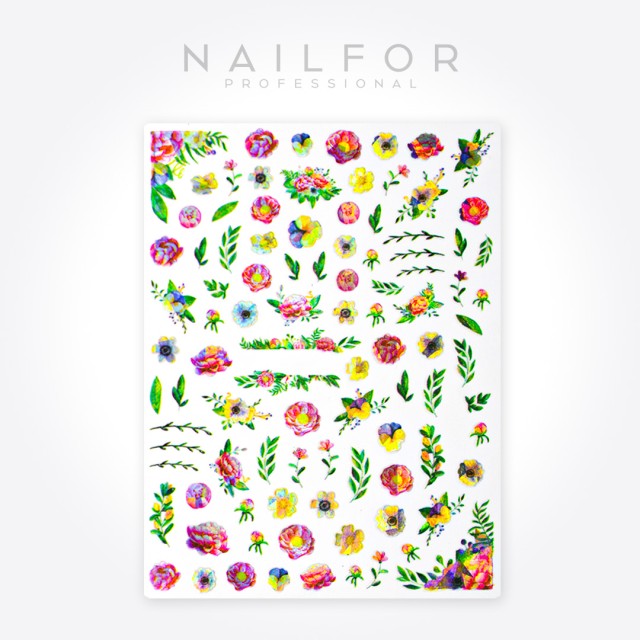 Decoración nail art , reconstrucción de uñas, Stickers ADHESIVAS ST602 flores rosas, Nailfor 1,99 €