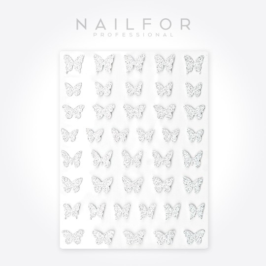 nail art decoration nail reconstruction Stickers ADHESIVES ST606 silver butterflies Nailfor €1.99