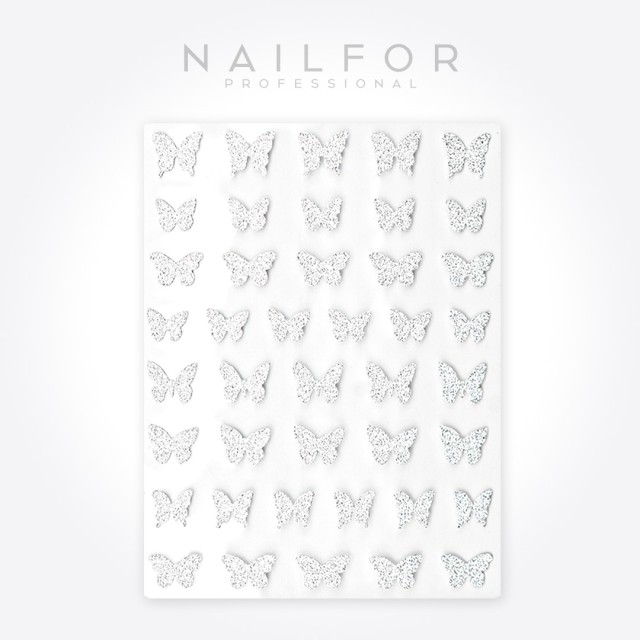 decorazione nail art ricostruzione unghie ADESIVI STICKERS ST606 farfalle silver Nailfor 1,99 €