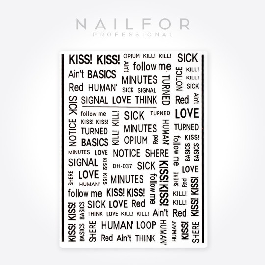 Decoración nail art , reconstrucción de uñas, Stickers ADHESIVAS ST613 kisskiss negro Nailfor 1,99 €