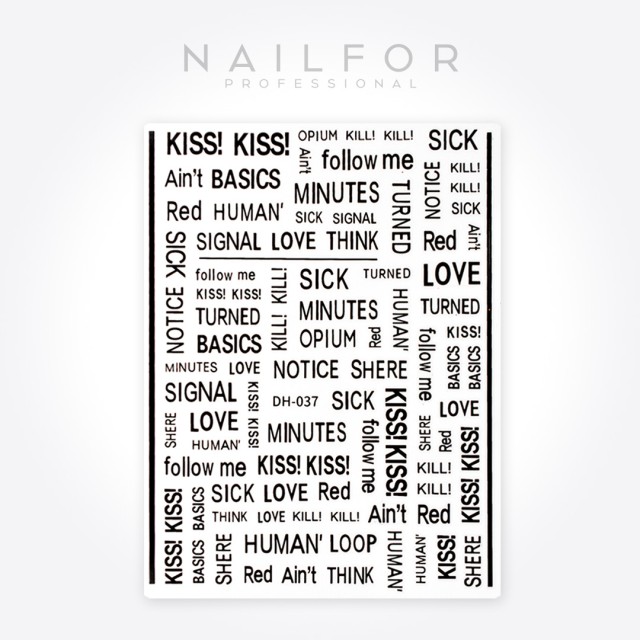 Decoración nail art , reconstrucción de uñas, Stickers ADHESIVAS ST613 kisskiss negro Nailfor 1,99 €
