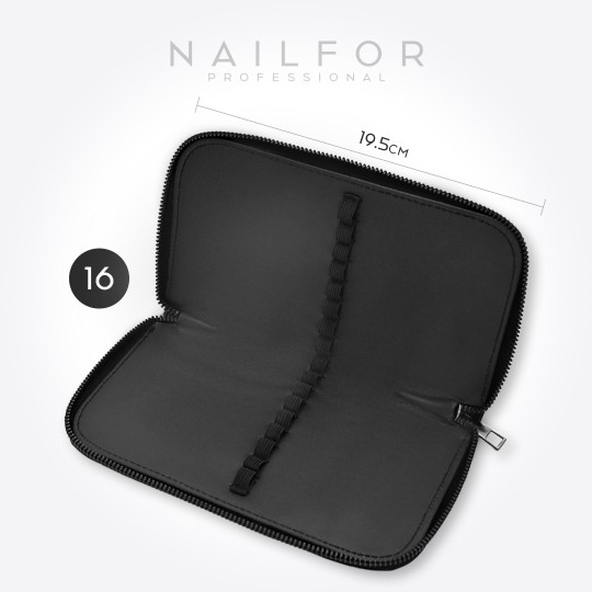 nail accessories, nails nail art high quality BLACK BRUSH CASE 16 SLOT Nailfor €8.99 Nailfor