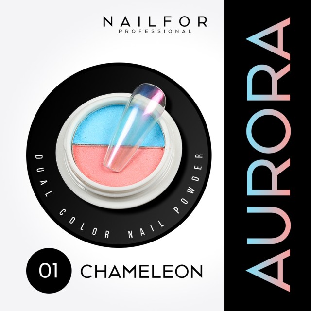 Decoración nail art , reconstrucción de uñas Aurora Chameleon Powder 01 Nailfor 4,99 €