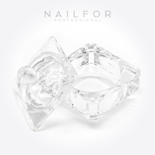 Accesorios para uñas, nails nail art Vaso de cristal cuadrado de alta calidad con tapa para Nailfor acrílicas por 1,79 € Nai...
