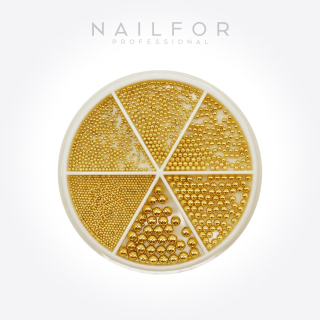 Decoración nail art , reconstrucción de uñas, Bolitas MULTI Mix Gold BEADS GOLD - H856 Nailfor 3,99 €