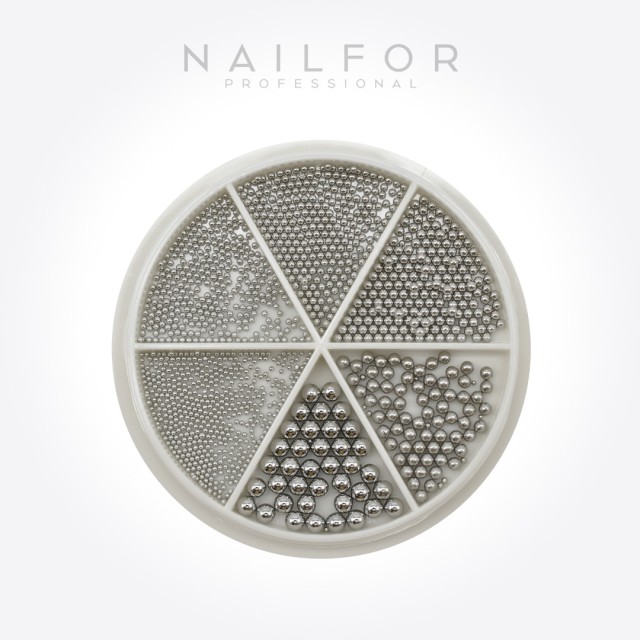 Decoración nail art , reconstrucción de uñas, Bolitas MULTI Mix Silver BEADS SILVER - H857 Nailfor 3,99 €