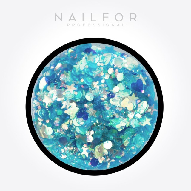 decorazione nail art ricostruzione unghie DECORAZIONI PAILLETTES / GLITTER MIX AZZURRO - H045 Nailfor 1,99 €