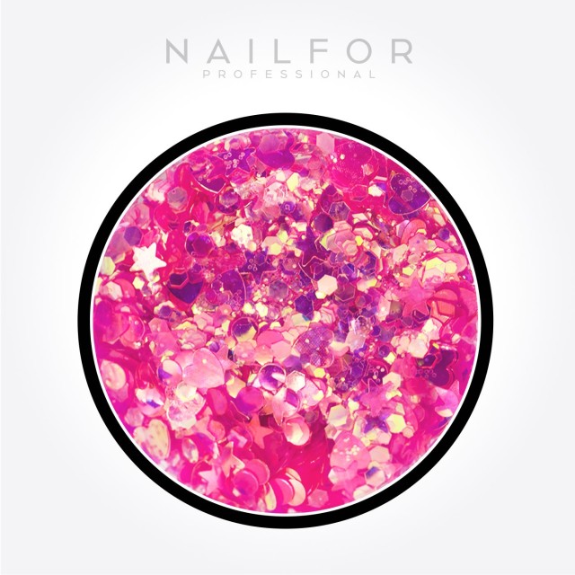 DECORAZIONI PAILLETTES / GLITTER Per Unghie MIX FUSIA - H048 - Nailfor