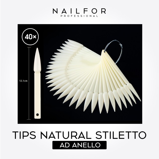 accessori per unghie, nails nail art alta qualità Espositore Tips ad Anello STILETTO Natural - 40pz Nailfor 4,99 € Nailfor