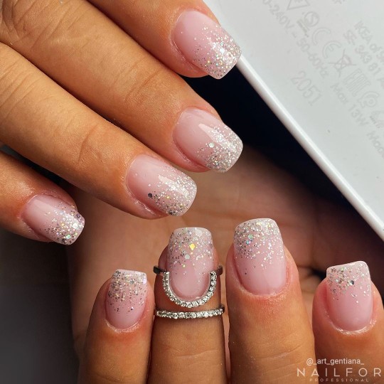 Semi-permanent nail polish color: Fantasy Semi-permanent Gel Polish - 297 transparent with rainbow glitter reflections ... 2