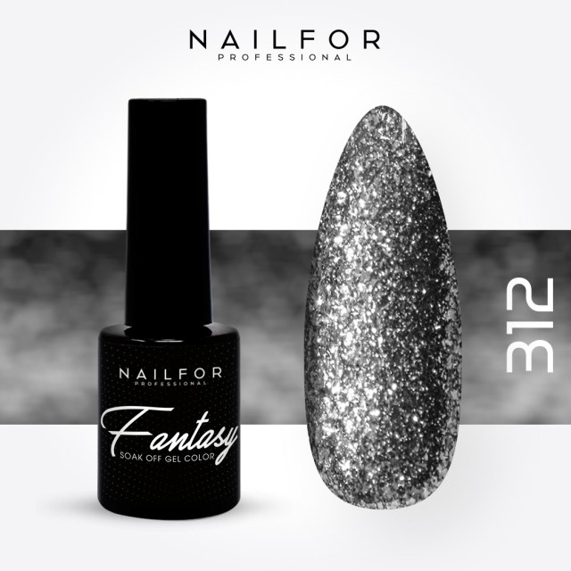 FANTASY semi-permanent gel nail polish - 312 dark silver glitter