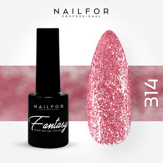 Semipermanente smalto colore per unghie: FANTASY Smalto Gel Semipermanente - 314 rosa glitter Nailfor 6,99 €