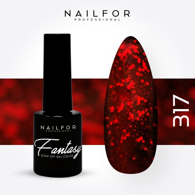 FANTASY semi-permanent gel nail polish - 317 glitter red