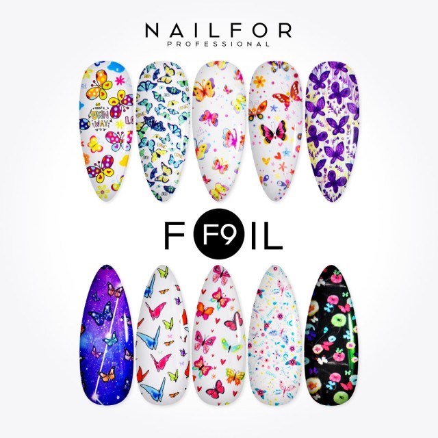 Decoración nail art , reconstrucción de uñas, Transfer Foil , mariposas F9, Nailfor 8,99 €