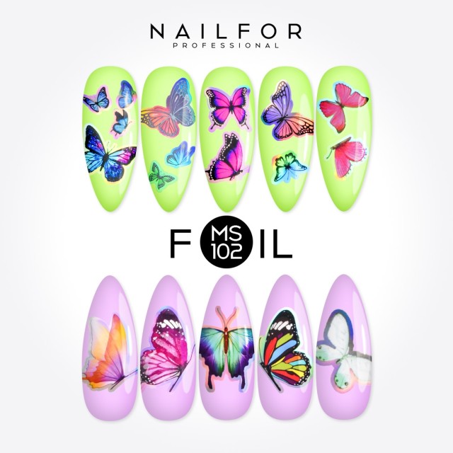 decorazione nail art ricostruzione unghie Foil Transfer Farfalle MS102 Nailfor 8,99 €