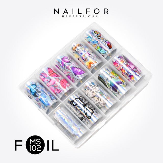 Décoration nail art reconstruction Foil Transfer Papillons MS102 Nailfor 8,99 €