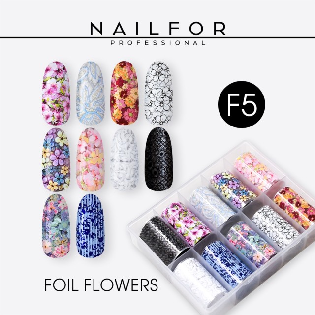 decorazione nail art ricostruzione unghie Foil Transfer Flower F5 Nailfor 8,99 €