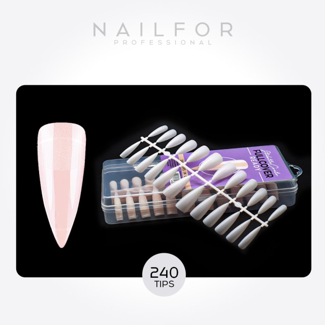 Tips Ready Fullcover EN Gel Natural SHORT STILETTO