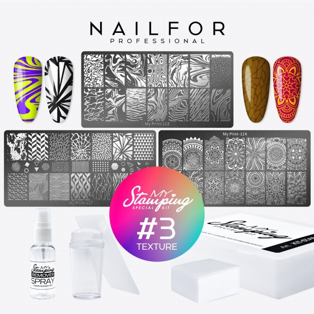 decorazione nail art ricostruzione unghie KIT COMPLETO MY STAMPING - 03 TEXTURE Nailfor 19,99 €