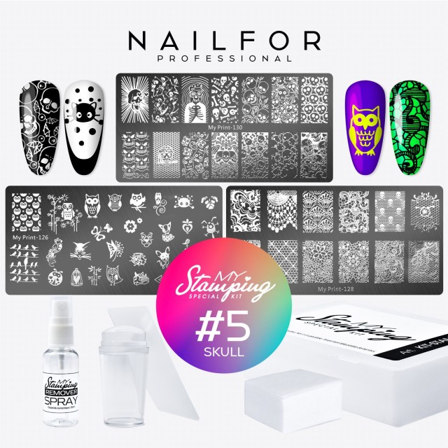 decorazione nail art ricostruzione unghie KIT COMPLETO MY STAMPING - 05 SKULL Nailfor 19,99 €