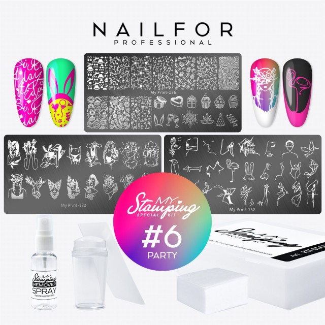 decorazione nail art ricostruzione unghie KIT COMPLETO MY STAMPING - 06 PARTY Nailfor 19,99 €