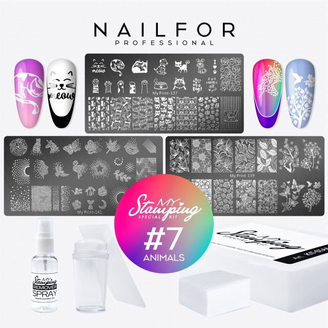 decorazione nail art ricostruzione unghie KIT COMPLETO MY STAMPING - 07 ANIMALS Nailfor 19,99 €