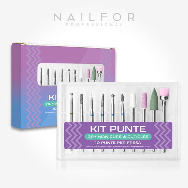 accessori per unghie, nails nail art alta qualità KIT PUNTE FRESA - 10 PUNTE DRY MANICURE & CUTICLES 10 Nailfor 19,90 € Nailfor