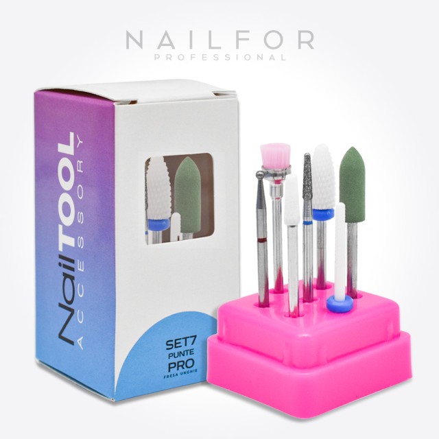 accessori per unghie, nails nail art alta qualità KIT PUNTE FRESA - SET 7 PUNTE PRO 1 Nailfor 19,90 € Nailfor