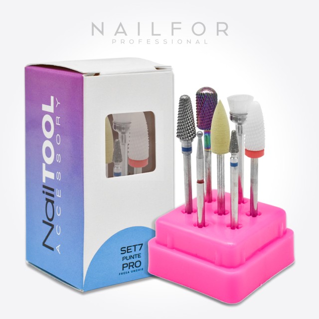 accessori per unghie, nails nail art alta qualità KIT PUNTE FRESA - SET 7 PUNTE PRO 2 Nailfor 28,90 € Nailfor