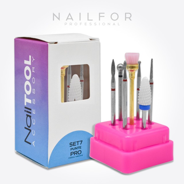 NAIL DRILL TIP KIT - 7 -POINTED PRO 4 SET