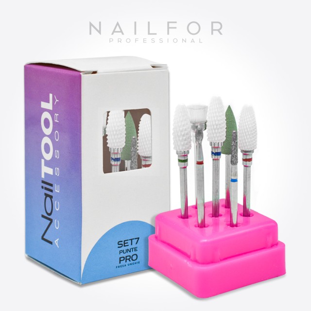 accessori per unghie, nails nail art alta qualità KIT PUNTE FRESA - SET 7 PUNTE PRO 5 Nailfor 19,90 € Nailfor