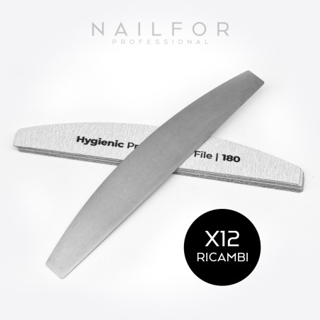 nail accessories, nails nail art high quality Hygienic METAL Boomerang FILE - 12 ADHESIVE STRIPS GRIT 100/180 Nailf...