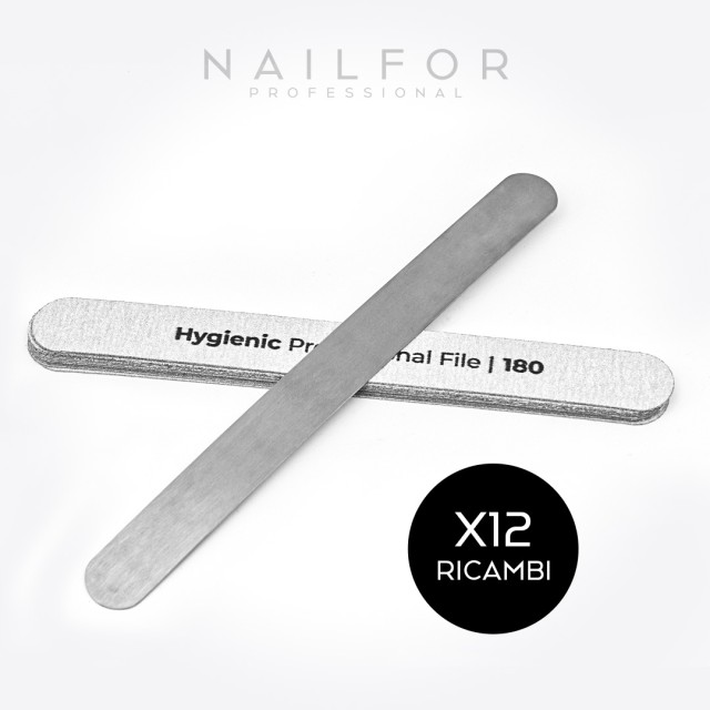 accessori per unghie, nails nail art alta qualità LIMA HYGIENIC DRITTA IN METALLO - 12 STRISCE ADESIVE GRANA 100/180 Nailfor ...