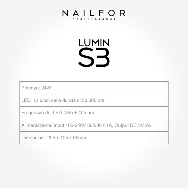apparecchiature unghie ricostruzione: LUMIN S3 LAMPADA UV LED 24W compatta con Timer, Sensore automatico 14,99 €
